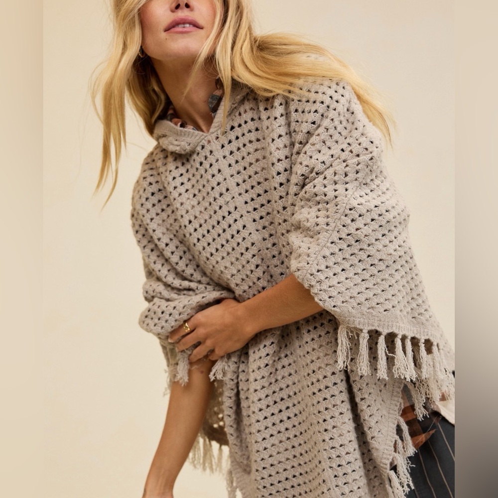 Cozy Beige Knit Poncho Aerie sweater